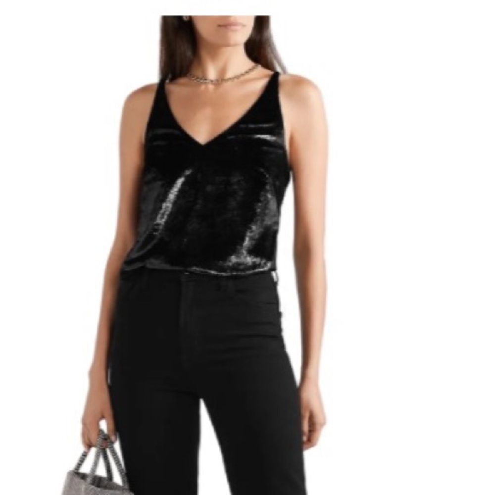 J BRAND Lucy metallic velvet and chiffon camisole size XS